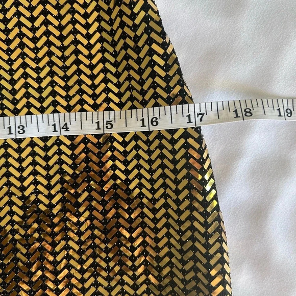 Naeem Khan Flutter Cap Sleeve Open Back Gold Sequin Dress - Picture 13 of 14